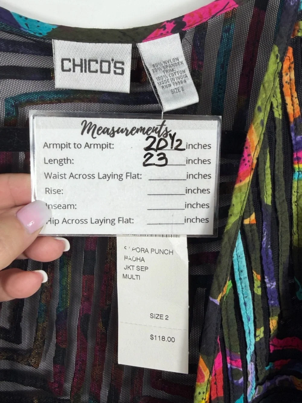 Chico’s NWT Women’s Rainbow Ribbon Embroidered Jacket In Chico’s Size 2, Large. - Picture 4 of 13
